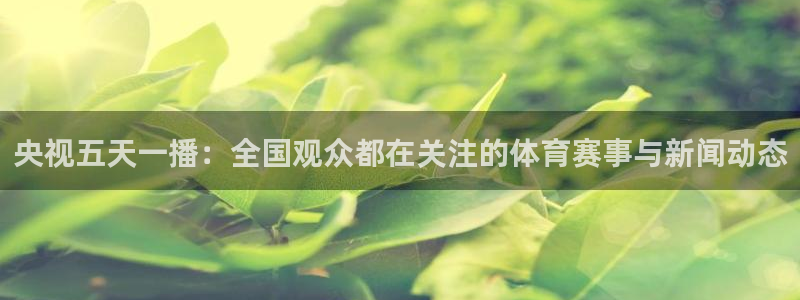 919直播：央视五天一播：全国观众都在关注的体育赛事与新闻动态